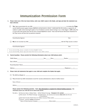 Immunization Permission Form