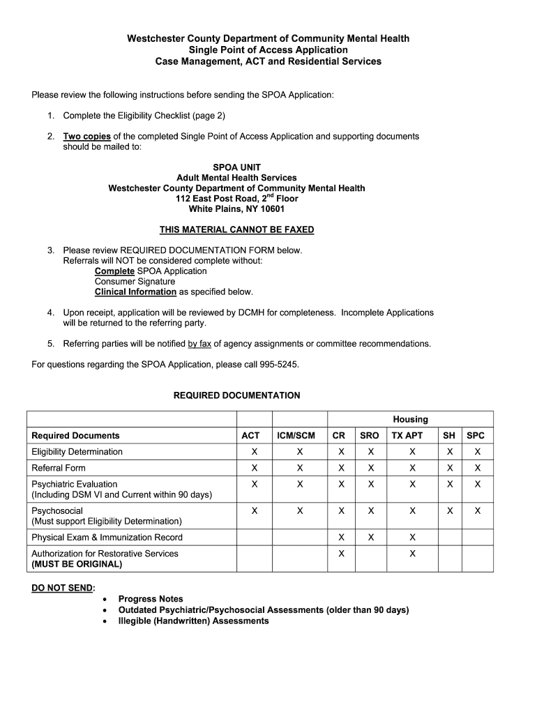 spoa application westchester county Preview on Page 1