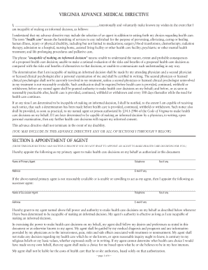 Virginia Advance Medical Directive