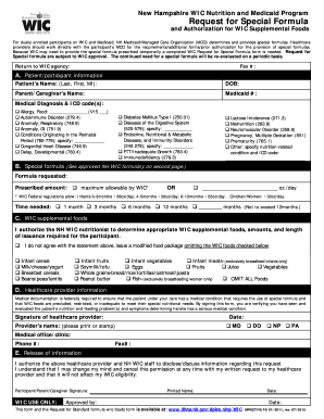 Request for Special Formula - dhhs nh