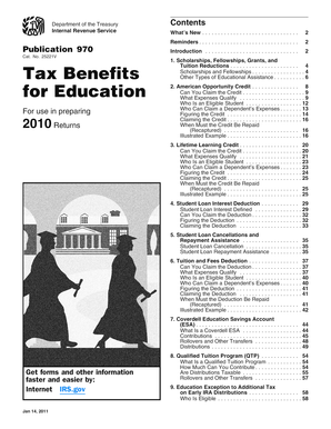 IRS Publication 970 Tax Benefits for Education
