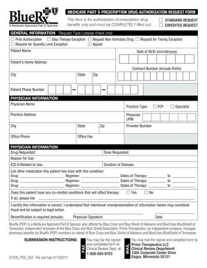 Medicare Part D Prescription Drug Authorization Request Form