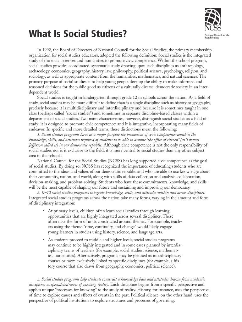 Fillable Online What Is Social Studies Fax Email Print pdfFiller