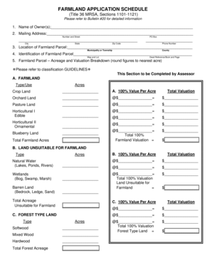 Maine Farmland Application Schedule