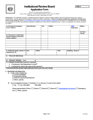 Institutional Review Board Application Form