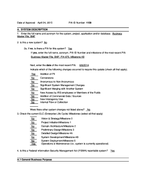 IRS Business Master File PIA Update Form