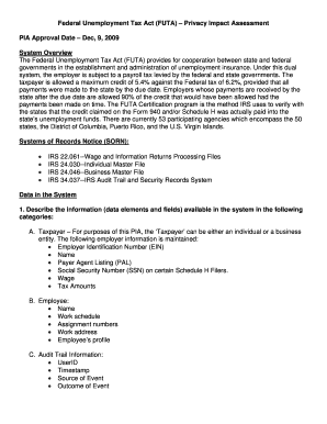 Federal Unemployment Tax Act (FUTA) Privacy Impact Assessment