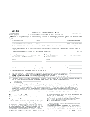 IRS Form 9465 Installment Agreement Request