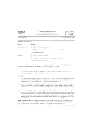 Schedule B Form 990/990-EZ