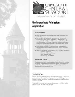 University of Central Missouri Undergraduate Application