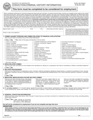 University of Washington Criminal History Form