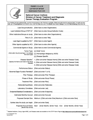 letter of intent form cancer