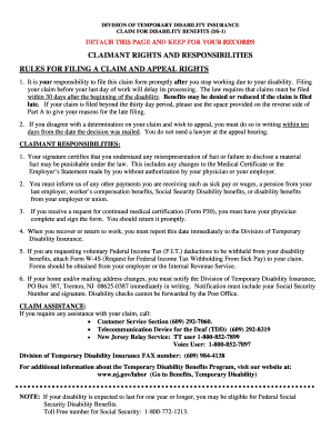 New Jersey Disability Benefits Claim Form DS-1