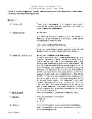 Provider Registration Form