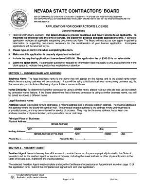 Nevada Contractor's License Application