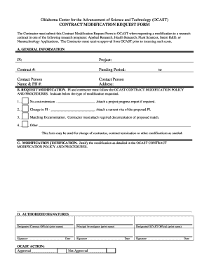 contract modification form template  Editable, modification contract Fillable
