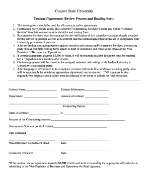 Novation in contract - Contract Agreement Review Process & Routing Form - clayton