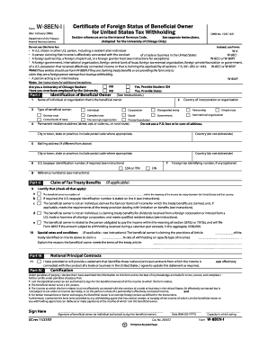 Form W-8BEN-I Certificate of Foreign Status