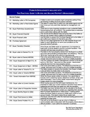 FORMS & SPREADSHEETS INCLUDED WITH BUYING & SELLING PROPERTY MANAGEMENT