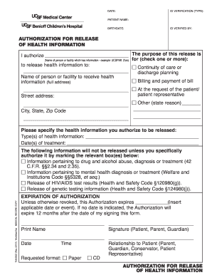 Caregiver authorization letter - ucsf health information
