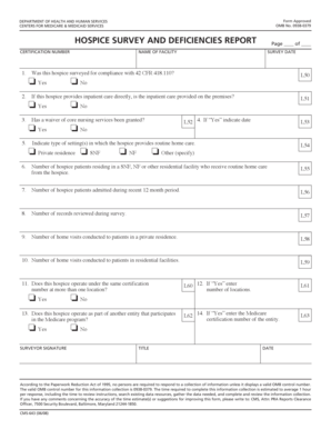 Hospice Survey and Deficiencies Report