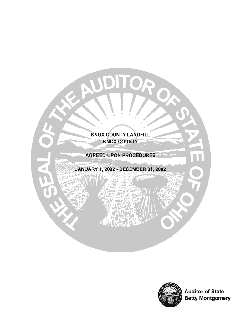 Knox county landfill knox county agreedupon procedures january 1 auditor state oh Fill out