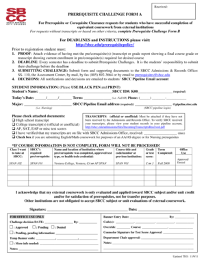 Prerequisite Challenge Form A