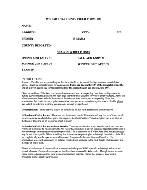 WSO Multi-County Bird Observation Form