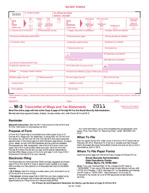 IRS Form W-3 Transmittal 2011