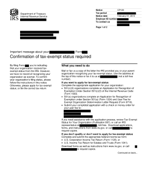 IRS Notice CP120 Tax-Exempt Status Confirmation