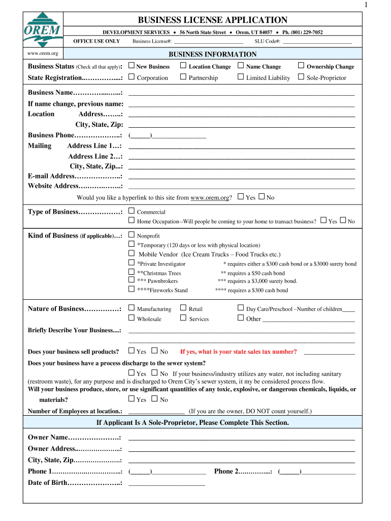 orem business license Preview on Page 1