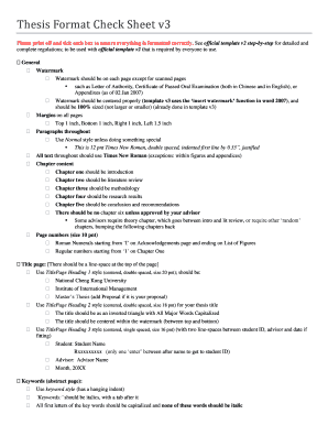 Thesis Format Check Sheet v3