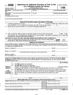 Form 2688 US Individual Income Tax Return