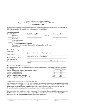 W9 form example - longwood university w9 form