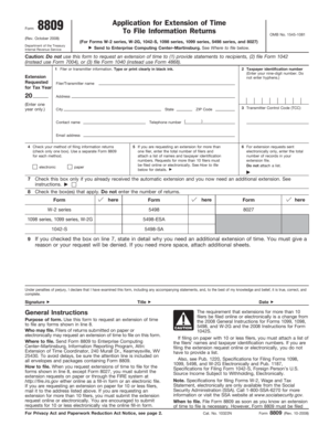 IRS Form 8809 Application for Extension of Time