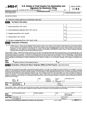 US Estate or Trust Income Tax Declaration Form 8453-F
