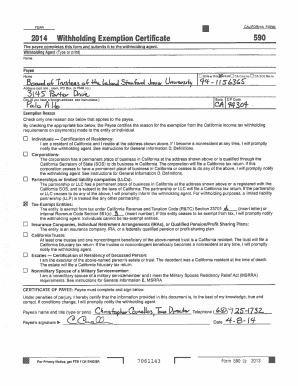 California Withholding Exemption Certificate