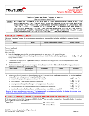 Fiduciary Liability Renewal Coverage Application