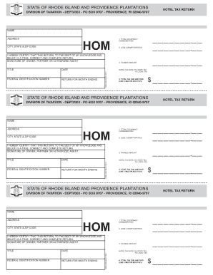 Rhode Island Hotel Tax Return