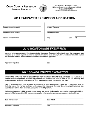 2011 taxpayer exemption application form