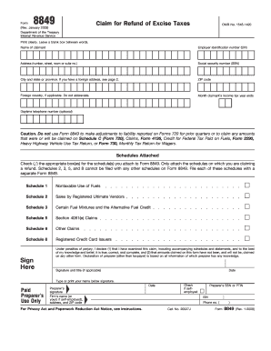 Form 8849 Claim for Refund of Excise Taxes