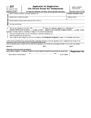 IRS Form 637 Application