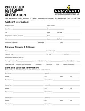 Customer Credit Application