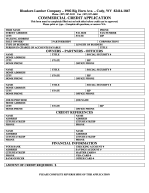 Commercial Credit Application