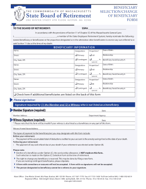 Massachusetts Beneficiary Selection Form