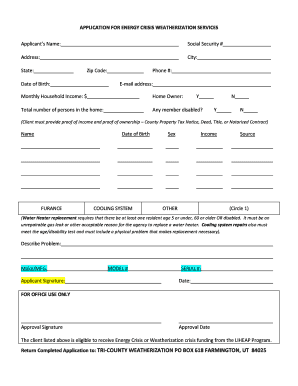 Application for Energy Crisis Weatherization Services