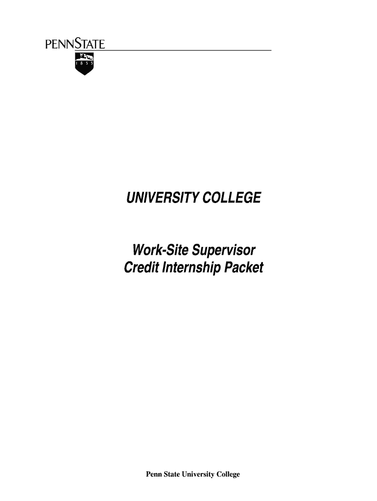 UNIVERSITY COLLEGE Work-Site Supervisor Credit Internship Packet - www2 yk psu Preview on Page 1