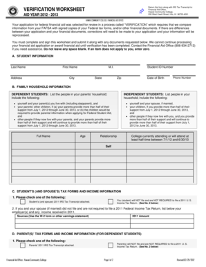 Verification Worksheet
