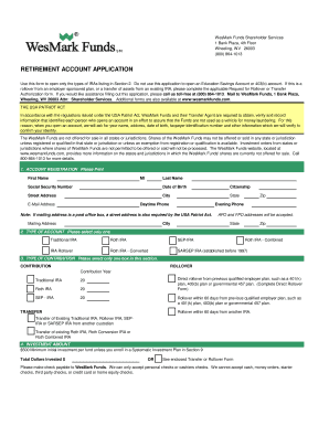 Retirement Account Application