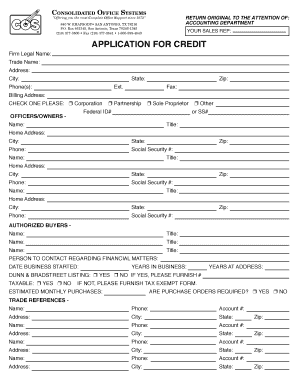 Application for Credit